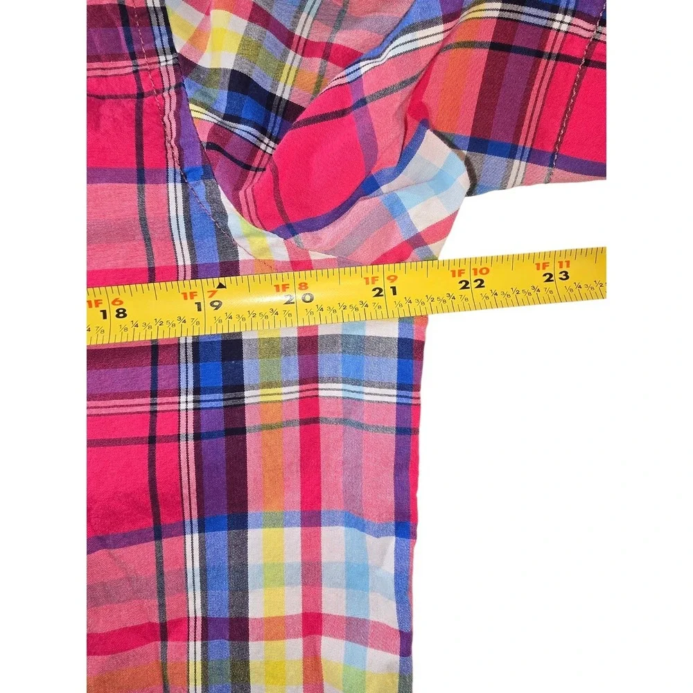 Club Room Mens Button Down Shirt Size‎ Medium Cotton Stretch Short Sleeve Plaid